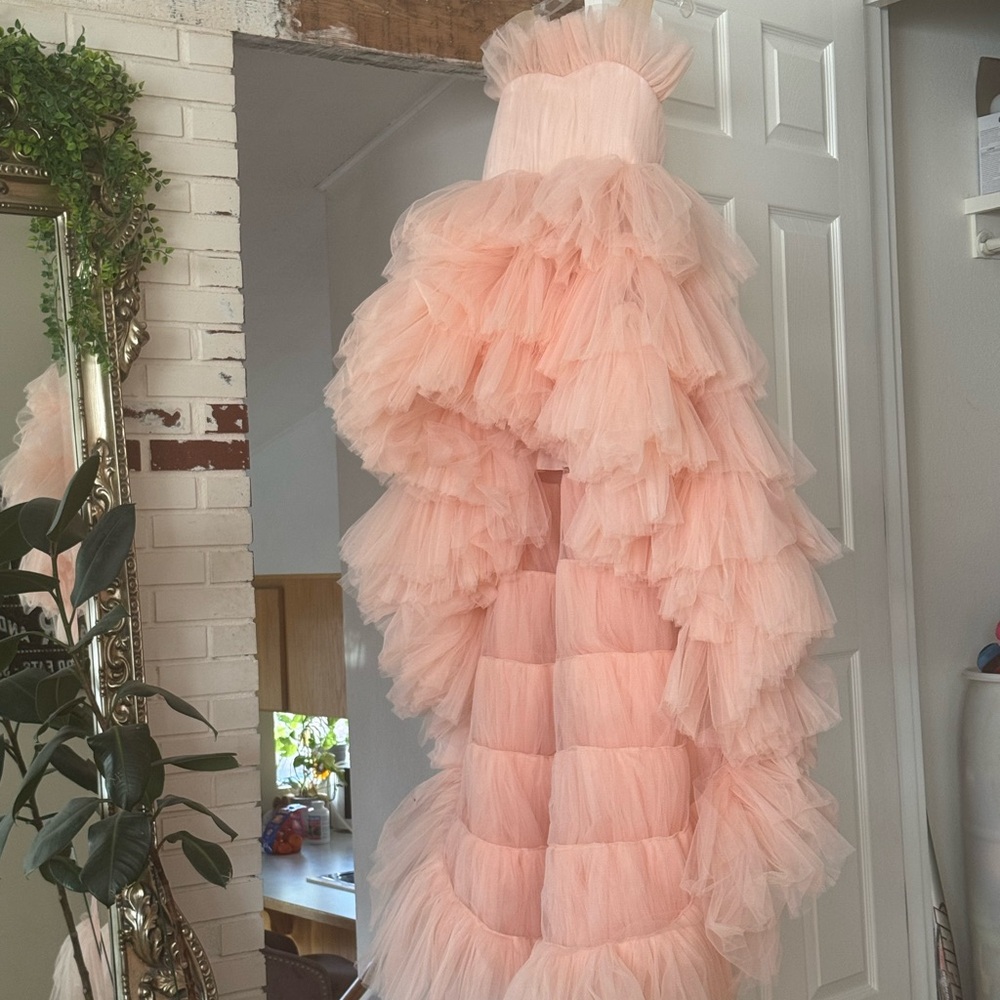 Elegant Pink Ruffled Gown
